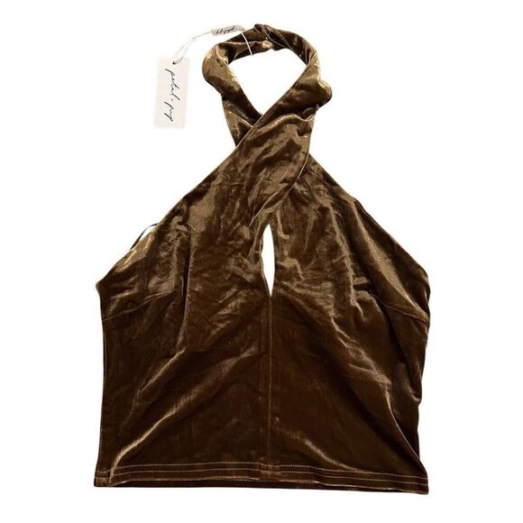 Petal and Pup Celine Velvet Halter Top Brown Sexy Classy - Picture 1 of 10